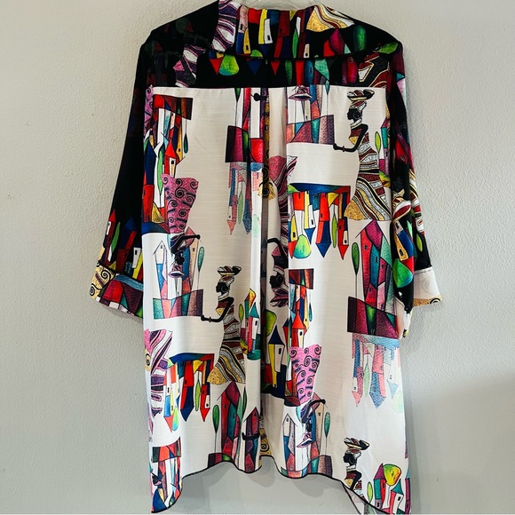 Radzoli by Fully Fashion Button Up Tunic Sharkbite Hem Pockets Pleated Back - Picture 9 of 10